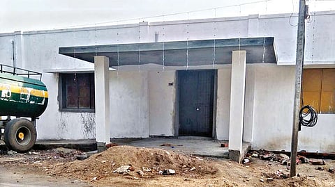 The new panchayat building nearing completion at Sembedu village in Vellore district