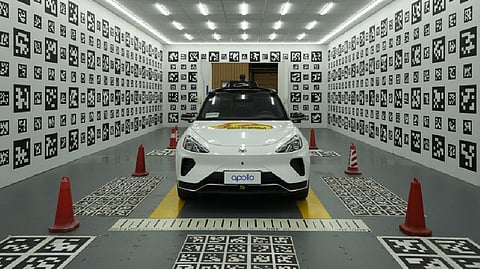 A self-driving taxi developed by tech giant Baidu Inc