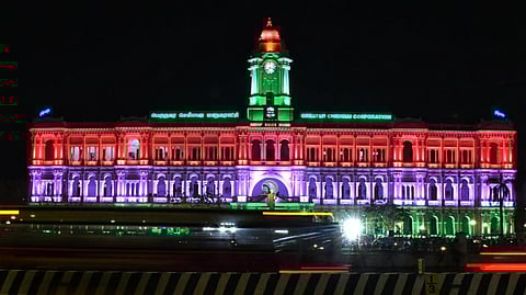 Ripon Building lit up with dynamic lighting system
