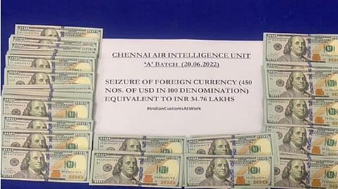 Foreign currency worth Rs 34.76 lakh seized at Chennai airport