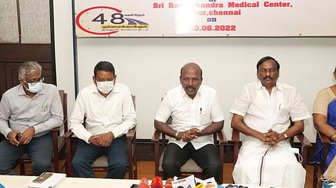 Health Minister Ma Subramanian visited the patients benefitted under the scheme the Sri Ramachandra Medical Centre.