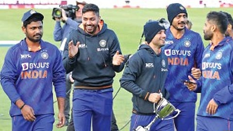 India players celebrate the series triumph