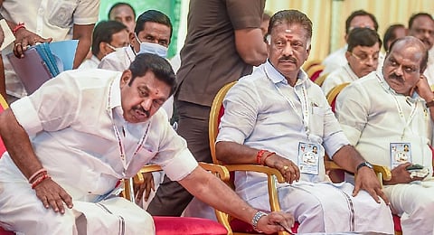 Edappadi K Palaniswami & O Panneerselvam during GC meeting