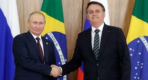 Russian President Vladimir Putin and Brazilian counterpart Jair Bolsonaro