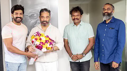 Arun Vijay, Kamal Haasan, Director Hari with  producer of the film Vedikkaranpatti S. Sakthivel,