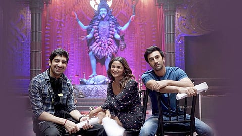 Director Ayan Mukerji with actors Alia Bhatt and Ranbir Kapoor
