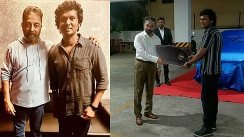 Lokesh with Kamal; Kamal gifting the car to Lokesh
