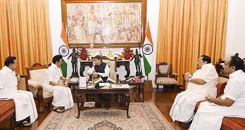 Stalin, his ministers meet RN Ravi at the Raj Bhavan