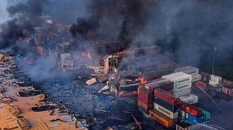 B?desh container fire incident