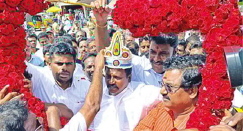 BJP state unit president K Annamalai welcomes RMM members in Thanjavur on Wednesday