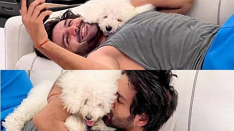 Kartik Aaryan with his dog