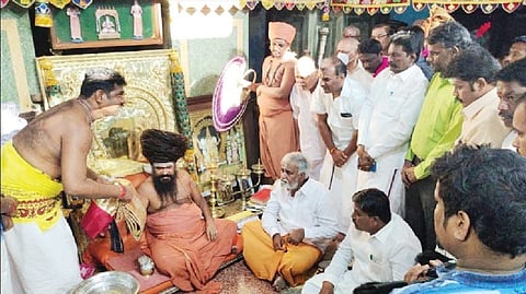 Minister Sekar Babu at the Dharmapuram Adheenam Mutt in Mayiladuthurai
