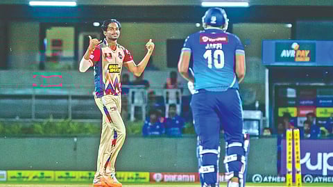 Chepauk?s Manimaran Siddharth celebrates taking a wicket. Siddharth was named player of the match
