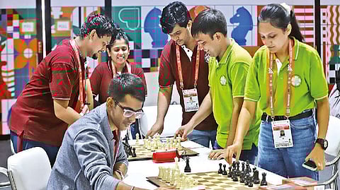 Volunteers at work at the venue on Thursday