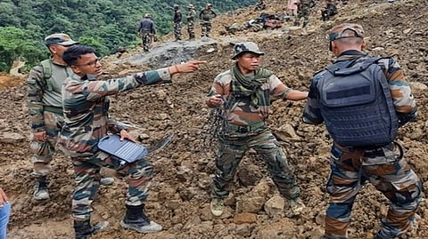 Rescue operations underway after a massive landslide hit the Tupul railway construction camp