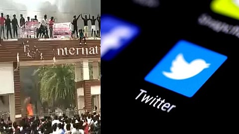 Violent protest demanding justice for the schoolgirl at Kallakurichi on Sunday