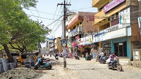 The electric pole in the middle of Church Road in Pallavaram