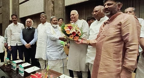 Presidential candidate Yashwant Sinha, arrived in Bengaluru on Sunday as part of his poll campaign