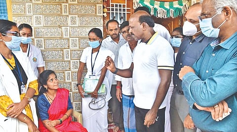 Health Minister Ma Subramanian creating awareness on hemoglobinopathies in Erode on Tuesday