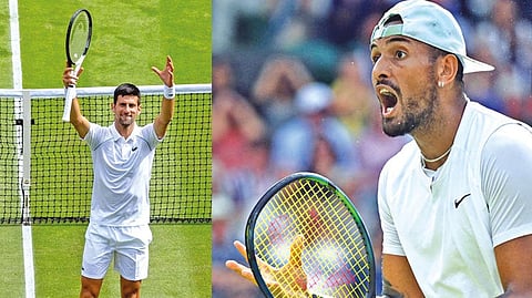 Novak Djokovic (right) and Nick Kyrgios (left)