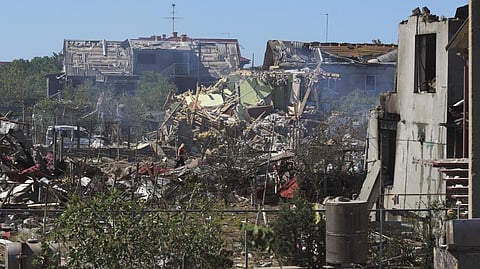 Buildings destroyed by Russian shelling
