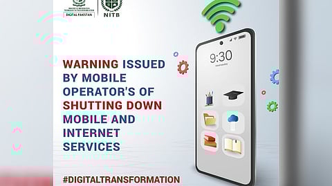 Warning on shut down of mobile and internet services