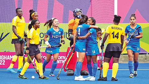 India women celebrate the win over Ghana