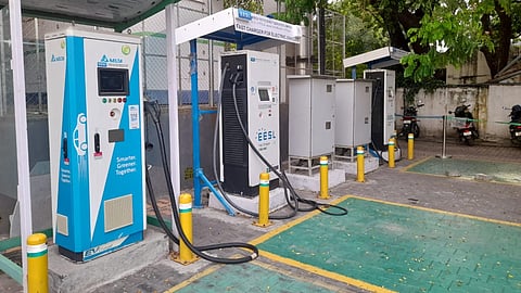 EV docks at Thirumangalam Metro station