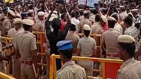 Protesters at the spot