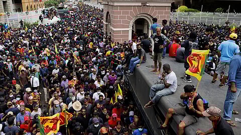 Protesters at the residence of President Gotabaya Rajapaksa of Sri Lanka in the capital, Colombo, on Saturday.