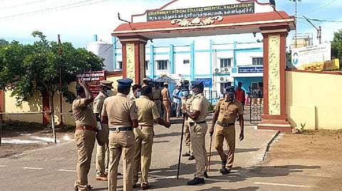 Police stationed outside the school