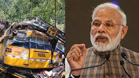 Visual from the accident (right) and PM Modi