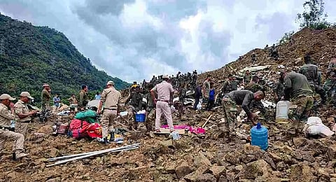 Rescue operations underway after a massive landslide hit the Tupul railway construction camp