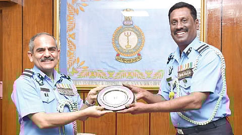Air Commodore RV Ramkishore (right) assuming command of AFAC