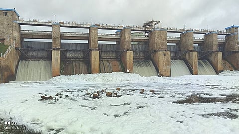 Foamy water in Kelavarapalli dam in Krishnagiri