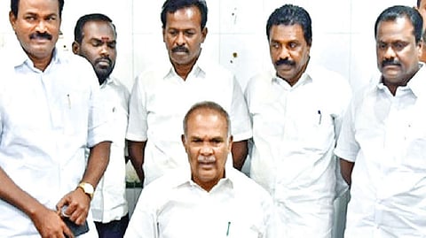 Assembly Speaker M Appavu addressing reporters in Tirunelveli on Monday