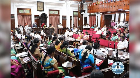 Monthly Corporation council meeting chaired by Chennai Mayor R. Priya and Corporation Commissioner Gagandeep Singh Bedi at Ripon building.