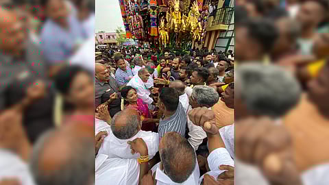 Lt Gov Tamililsai Soundararajan and others later offered worship at the sanctum sanctorum and other deities inside the temple.