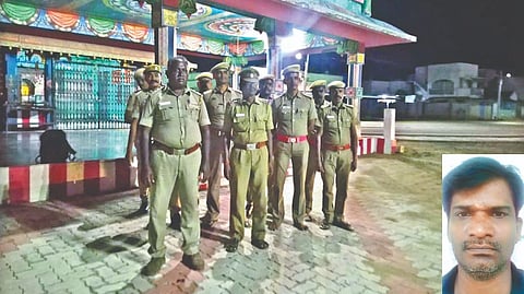 Police maintain vigil; (inset) Thangaraja