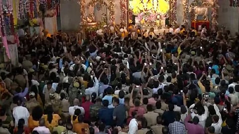 Massive crowd at Bankey Bihari temple in Mathura