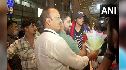 Indian Badminton player PV Sindhu arrived at Hyderabad airport from Birmingham