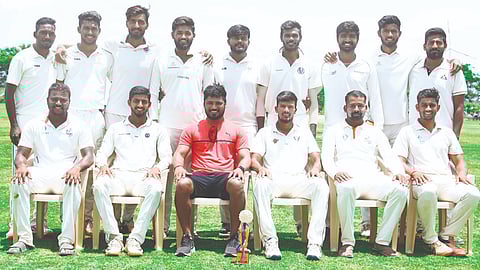 Players of the Coimbatore team with the team's coach