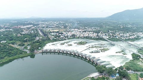Aerial view of Mettur Dam
