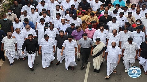 Chief Minister MK Stalin and senior leaders in the silent march