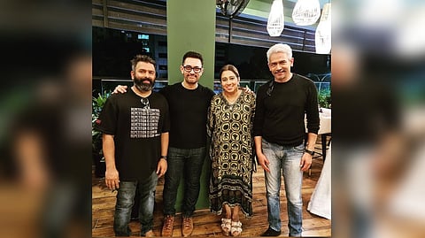 Santhosh Narayanan with Laal Singh Chaddha team