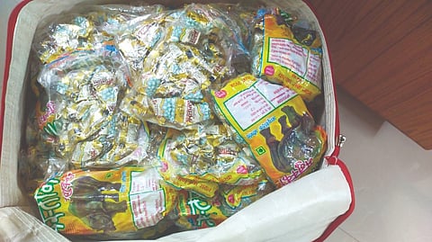 The seized ganja chocolates in Coimbatore on Sunday