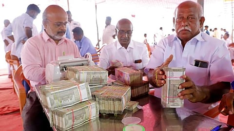 Money collected at the event organised by the MLA of Peravurani
