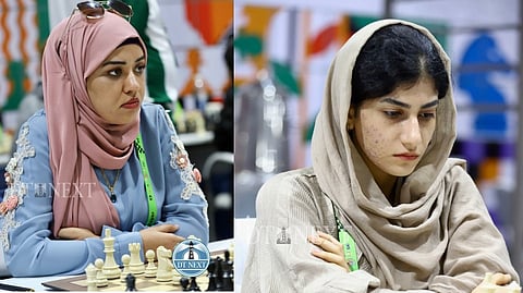 International players wearing hijab at the 7th round of Chess Olympiad.