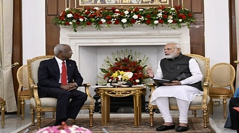 Prime Minister Narendra Modi and visiting Maldivian President Ibrahim Mohamed Solih
