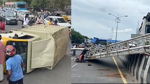 Signboard collapsed near Alandur Metro station